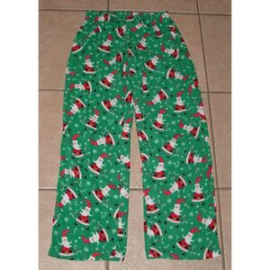 Unisex Sz 14 Green Soft Fleece Christmas Holiday Santa Claus Lounge Sleep Pants